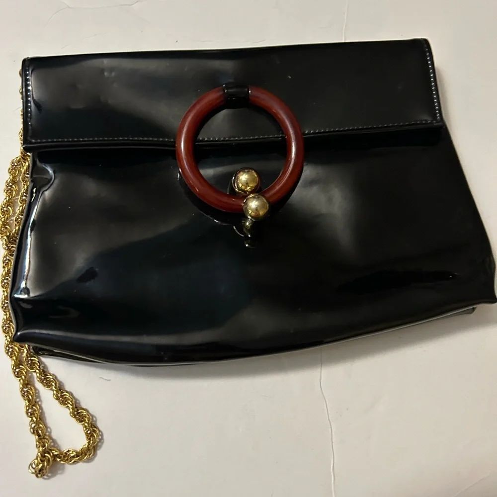 Black vintage patent purse